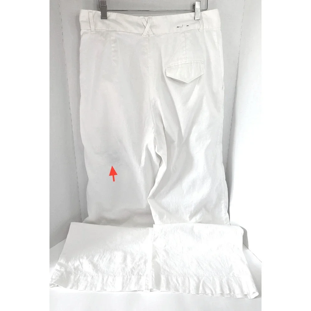 Banana Republic White Linen Blend Pleated Wide Leg Trousers Pants 14 CALLOUT